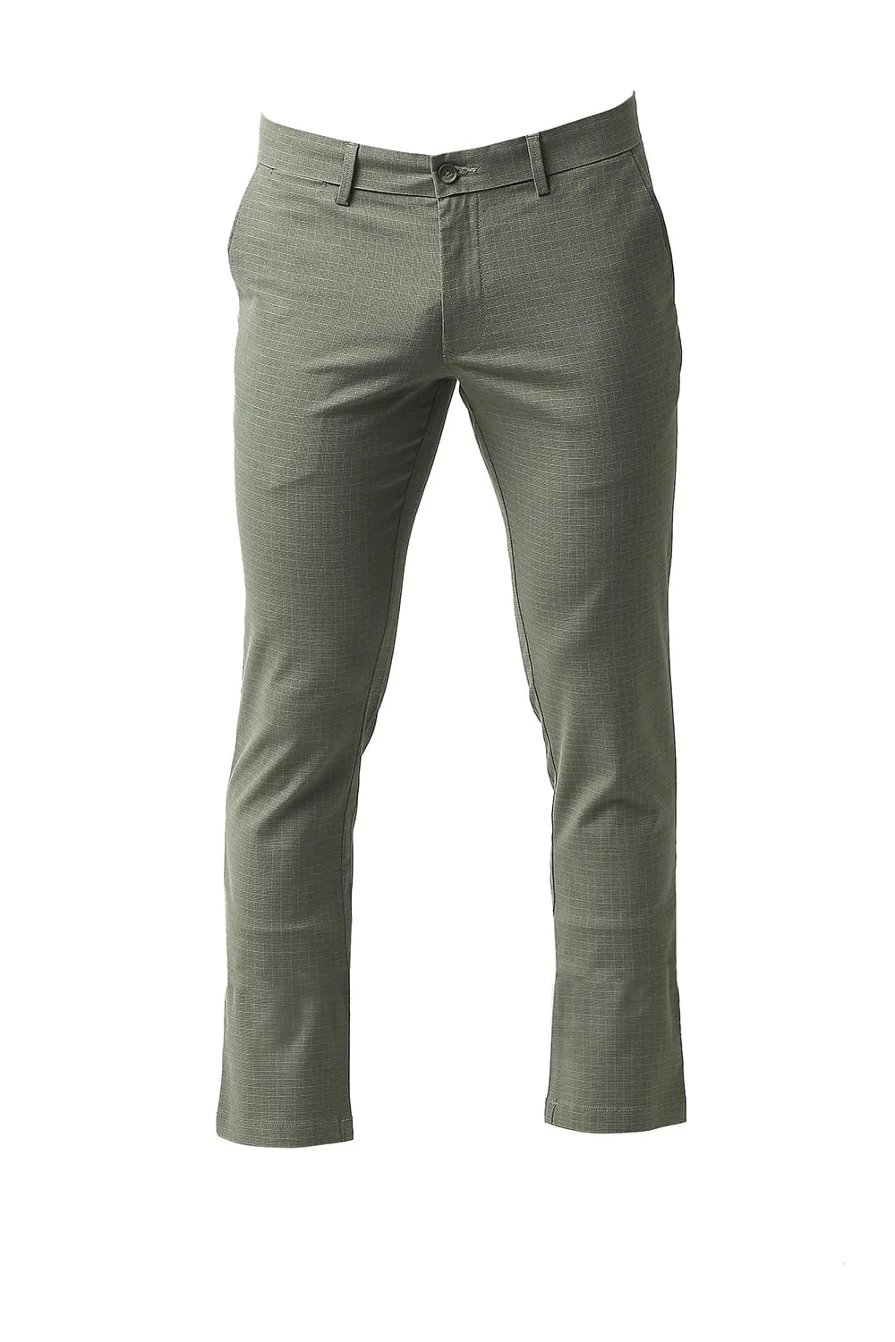 Tapered Fit Stretch Checks Trousers