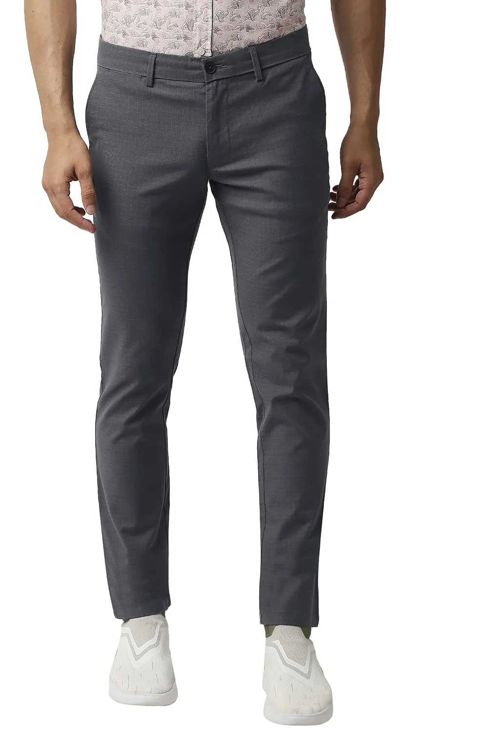 Tapered Fit Stretch Checks Trousers