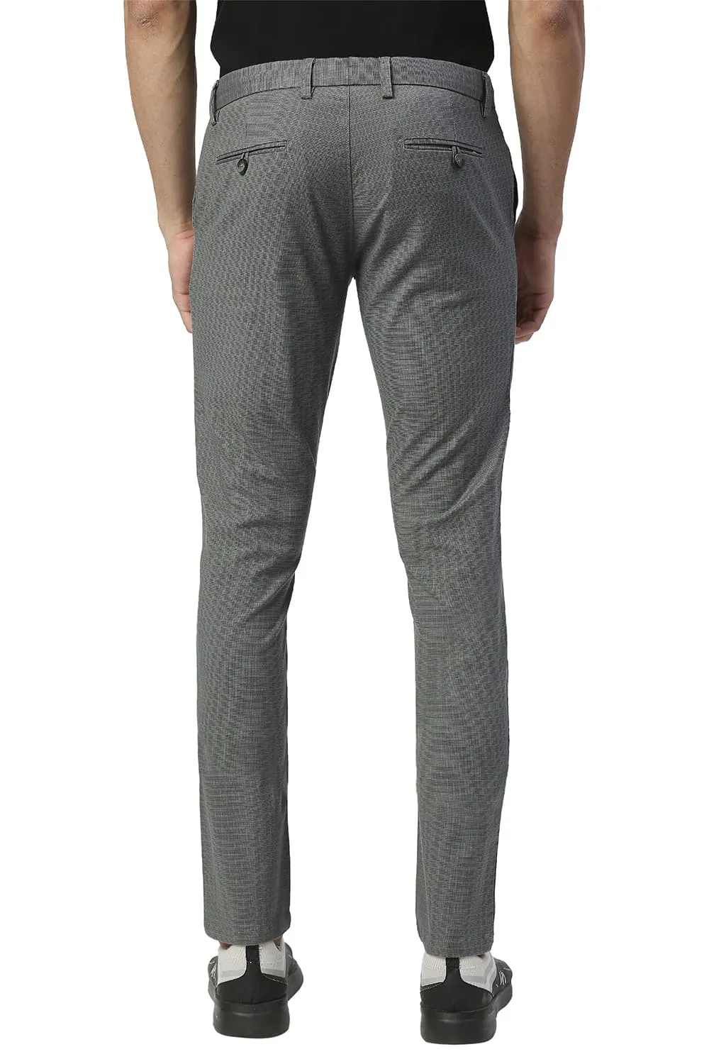 Tapered Fit Stretch Checks Trousers