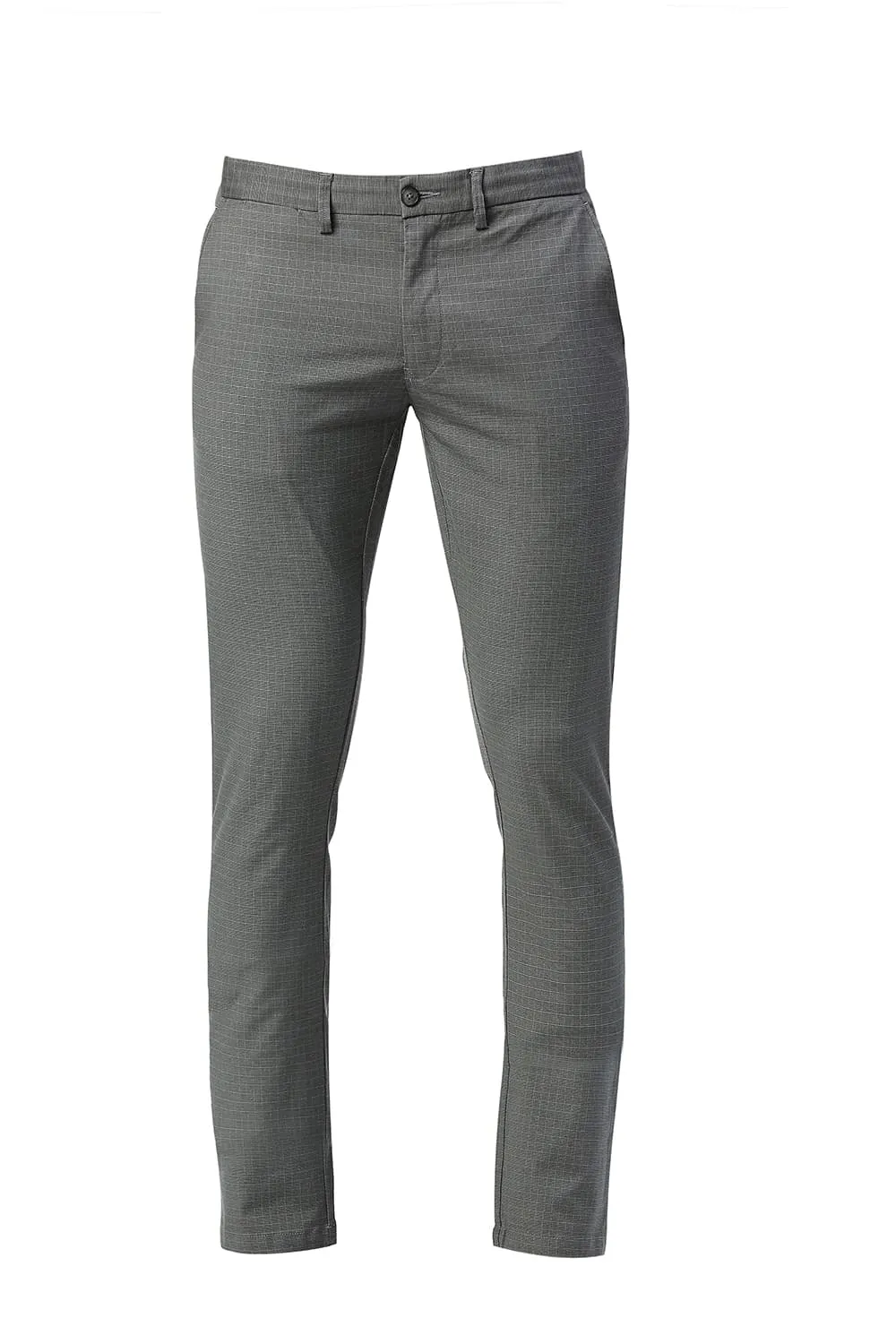 Tapered Fit Stretch Checks Trousers