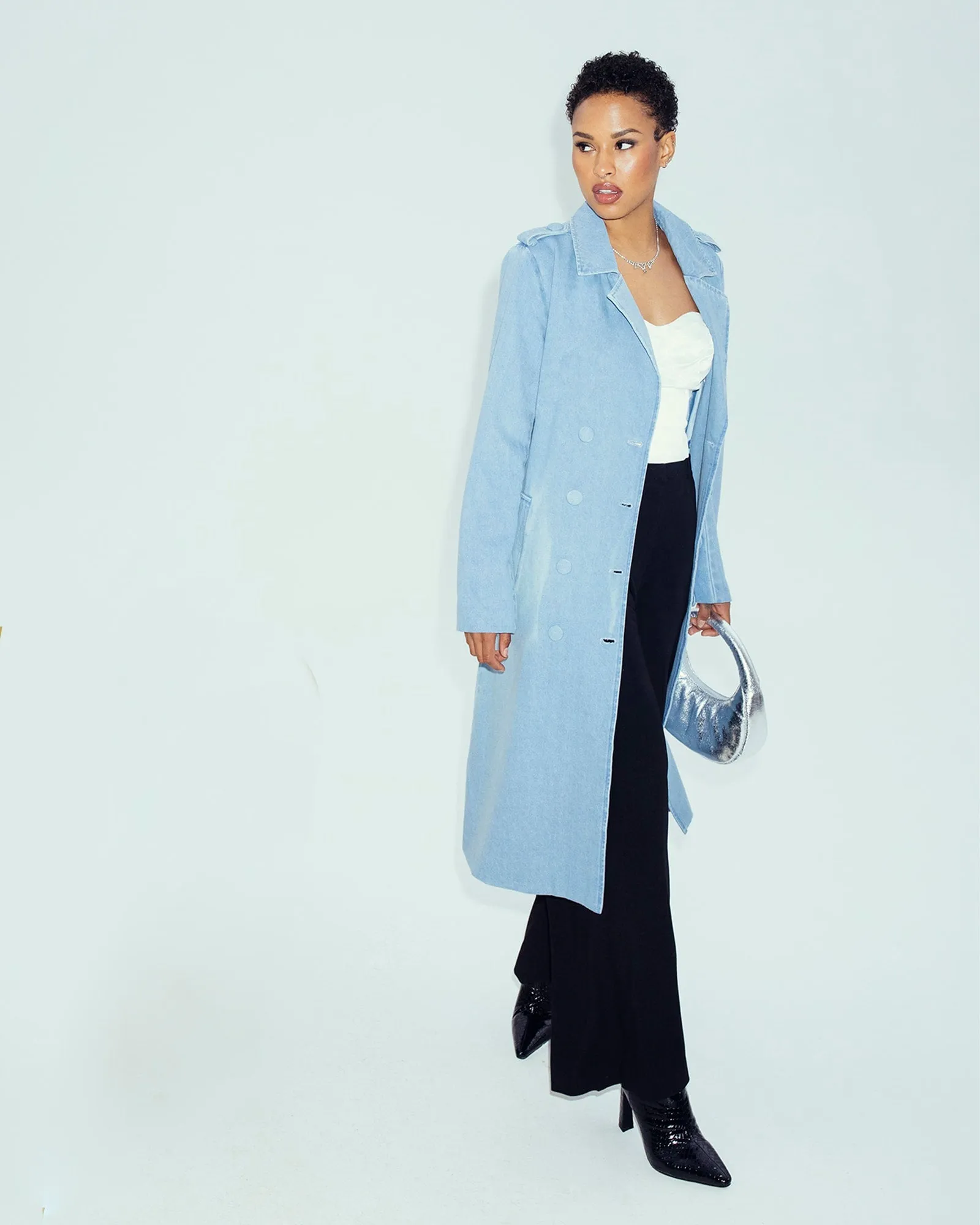 The Tamika Denim Trench Coat | Blue