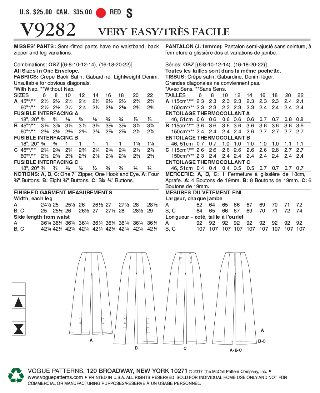 TROUSERS -  V9282