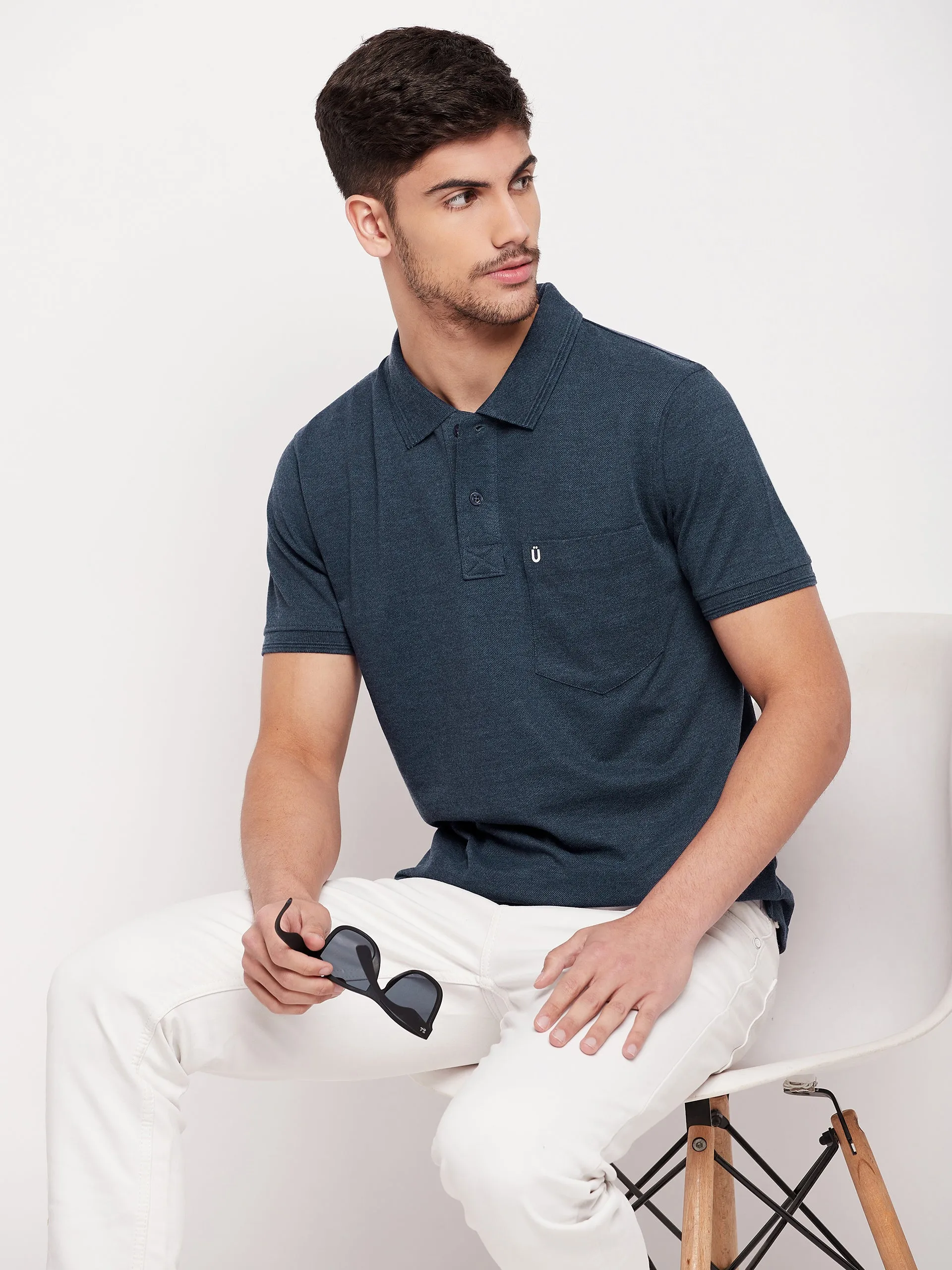 UNIBERRY Men's Solid Polo T-shirt