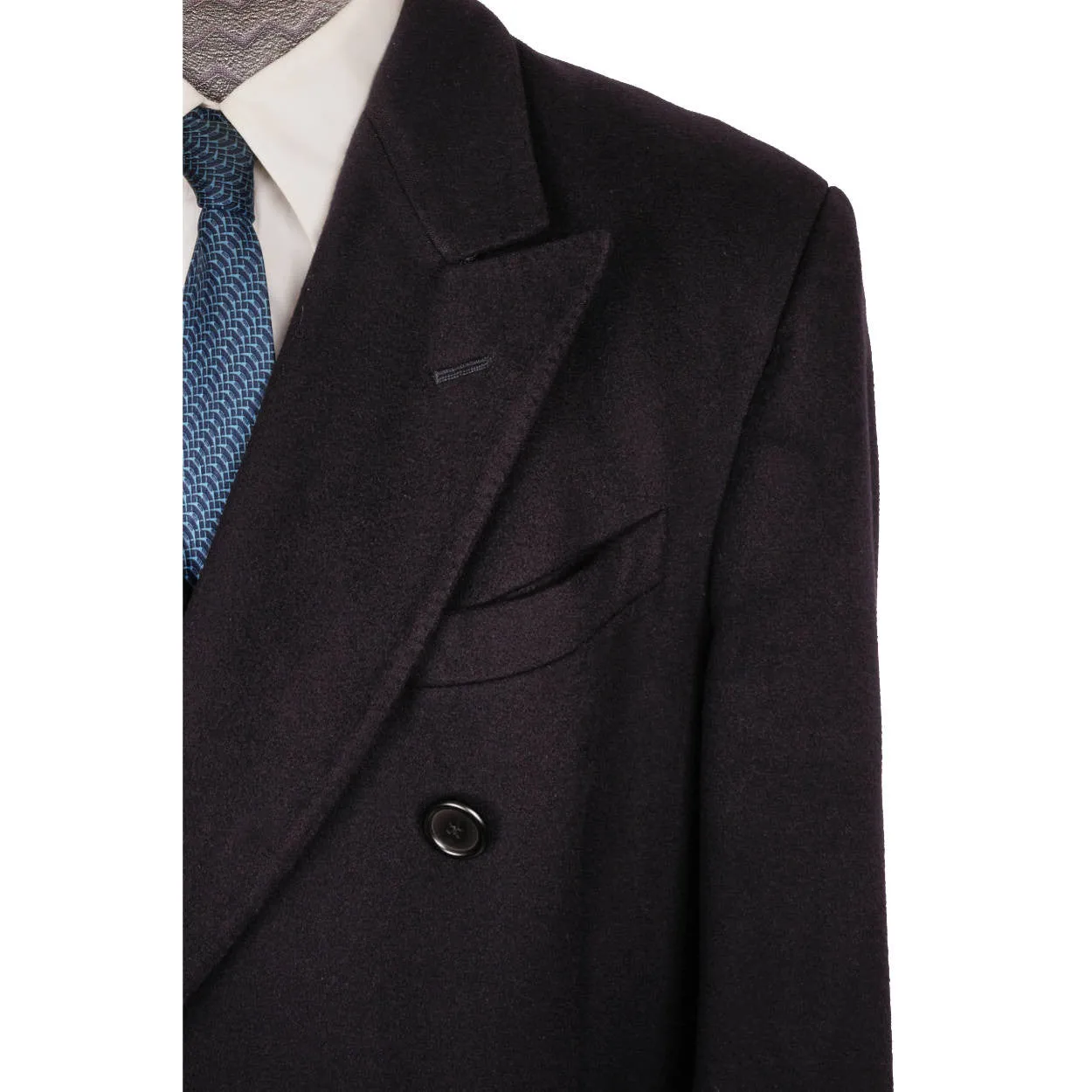 Vintage Aquascutum England Pure Cashmere Overcoat Navy Blue Coat Mens Size L