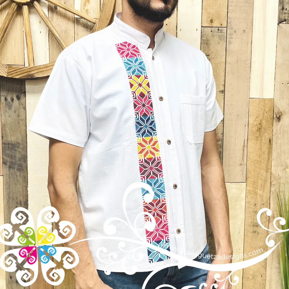 White Star Stripe Shirt - Embroider Men Shirt