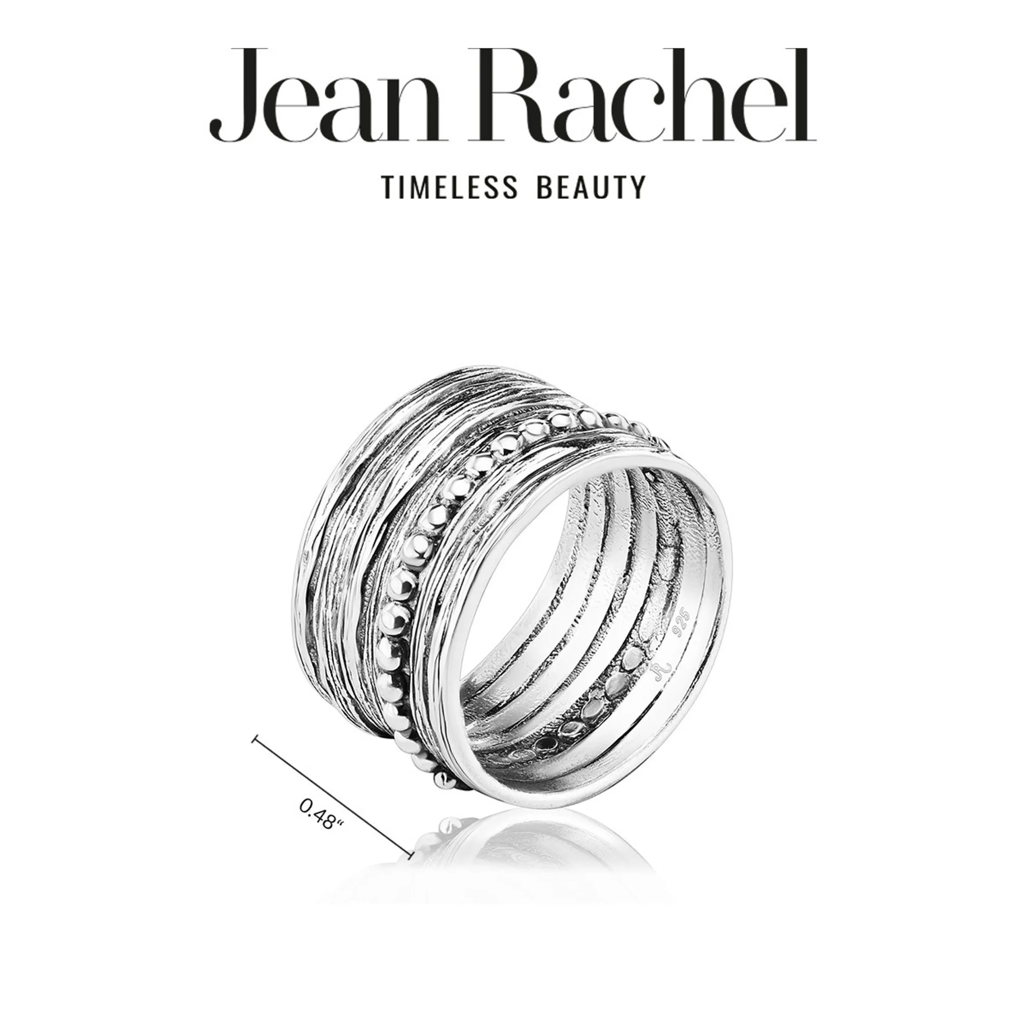 Wide Sterling Silver Bead Ring