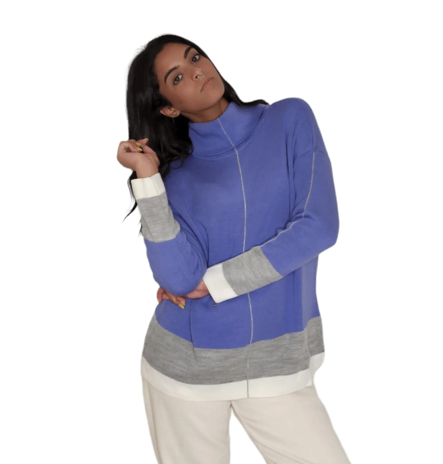 Women - High Collar Pullover - Purple