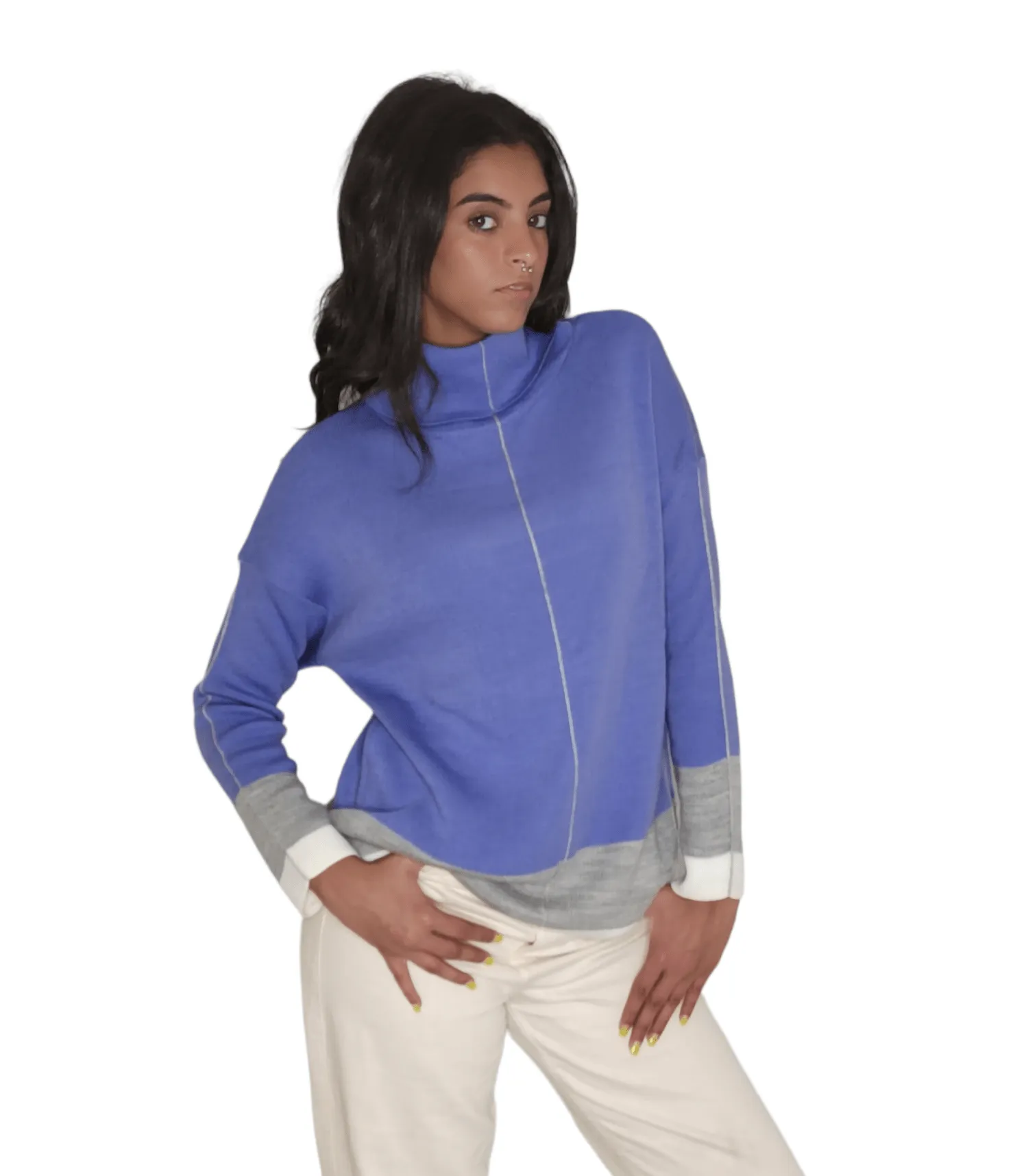 Women - High Collar Pullover - Purple