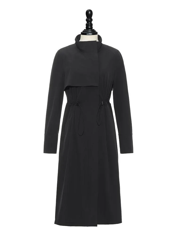 Yarn Elastic Collar Trench Coat