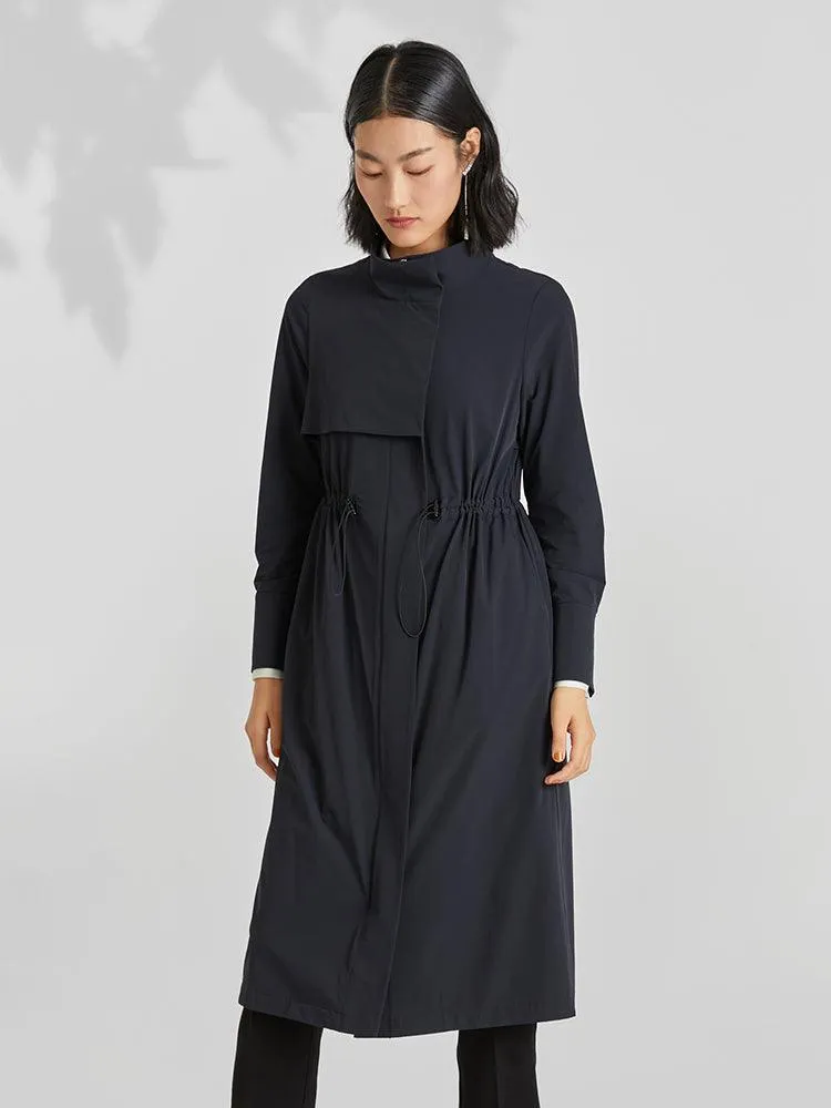 Yarn Elastic Collar Trench Coat
