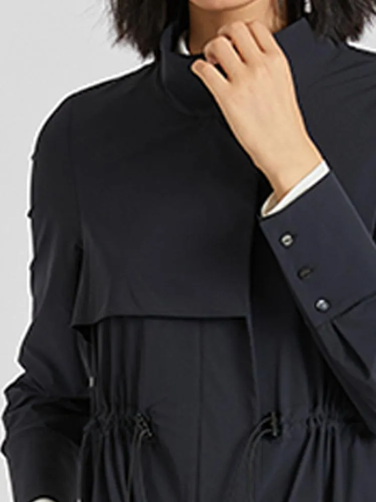 Yarn Elastic Collar Trench Coat