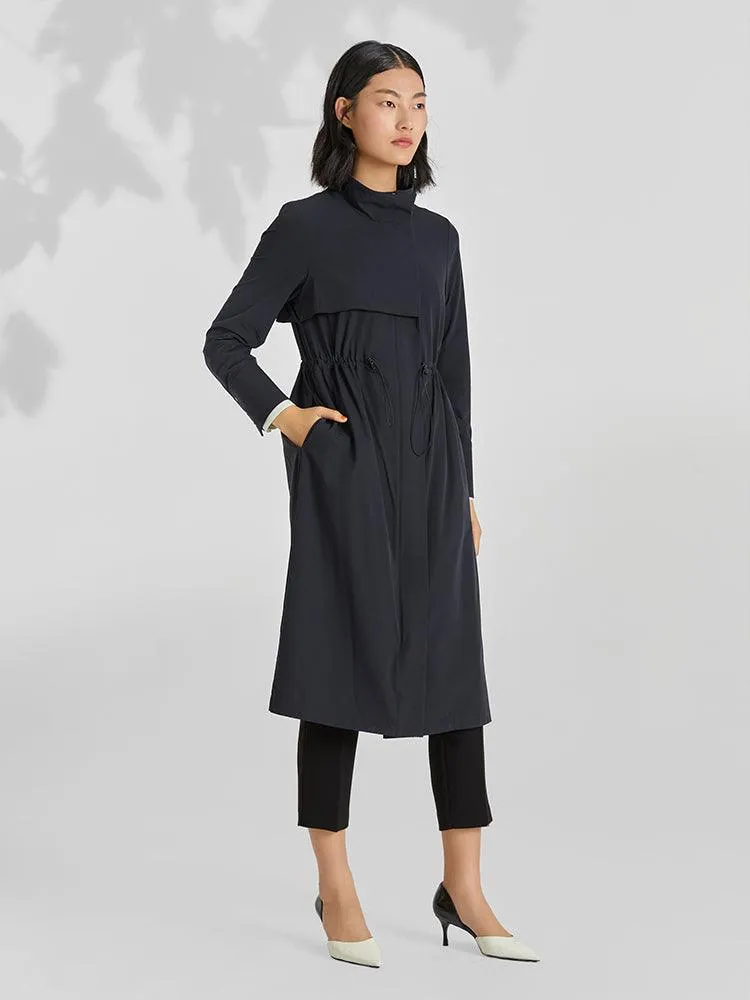 Yarn Elastic Collar Trench Coat