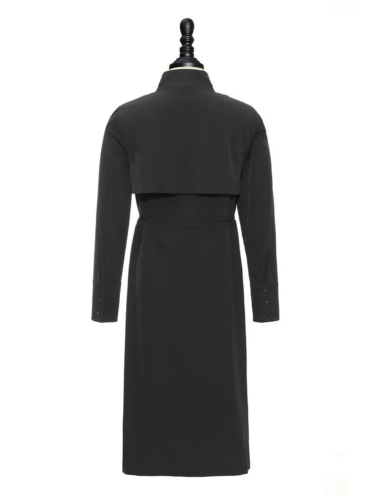 Yarn Elastic Collar Trench Coat