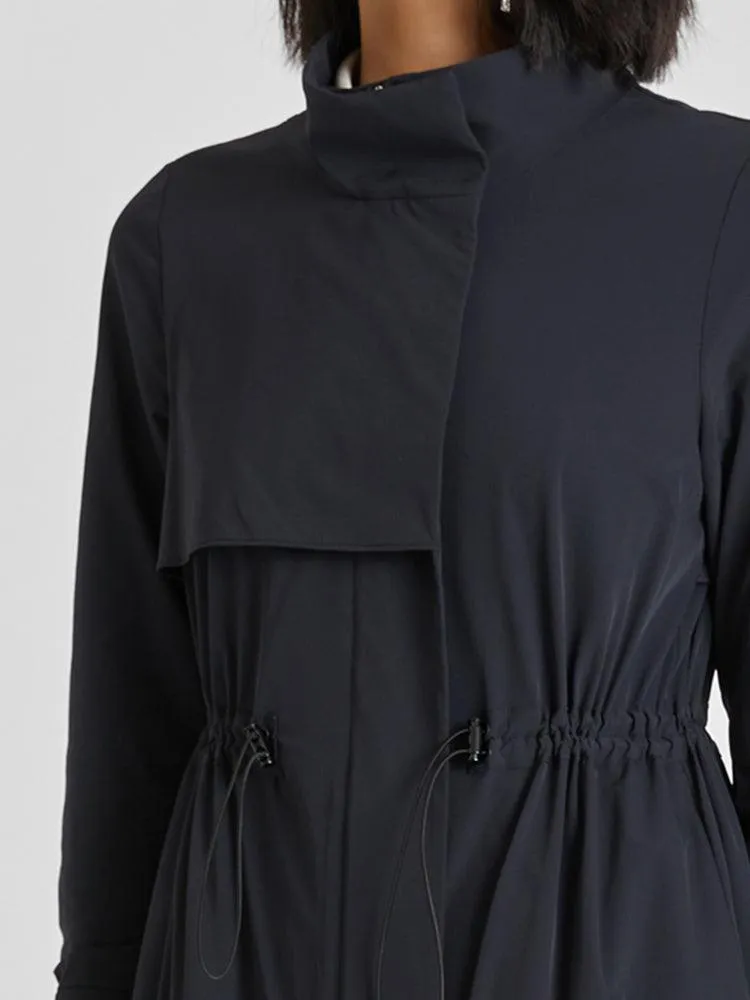 Yarn Elastic Collar Trench Coat