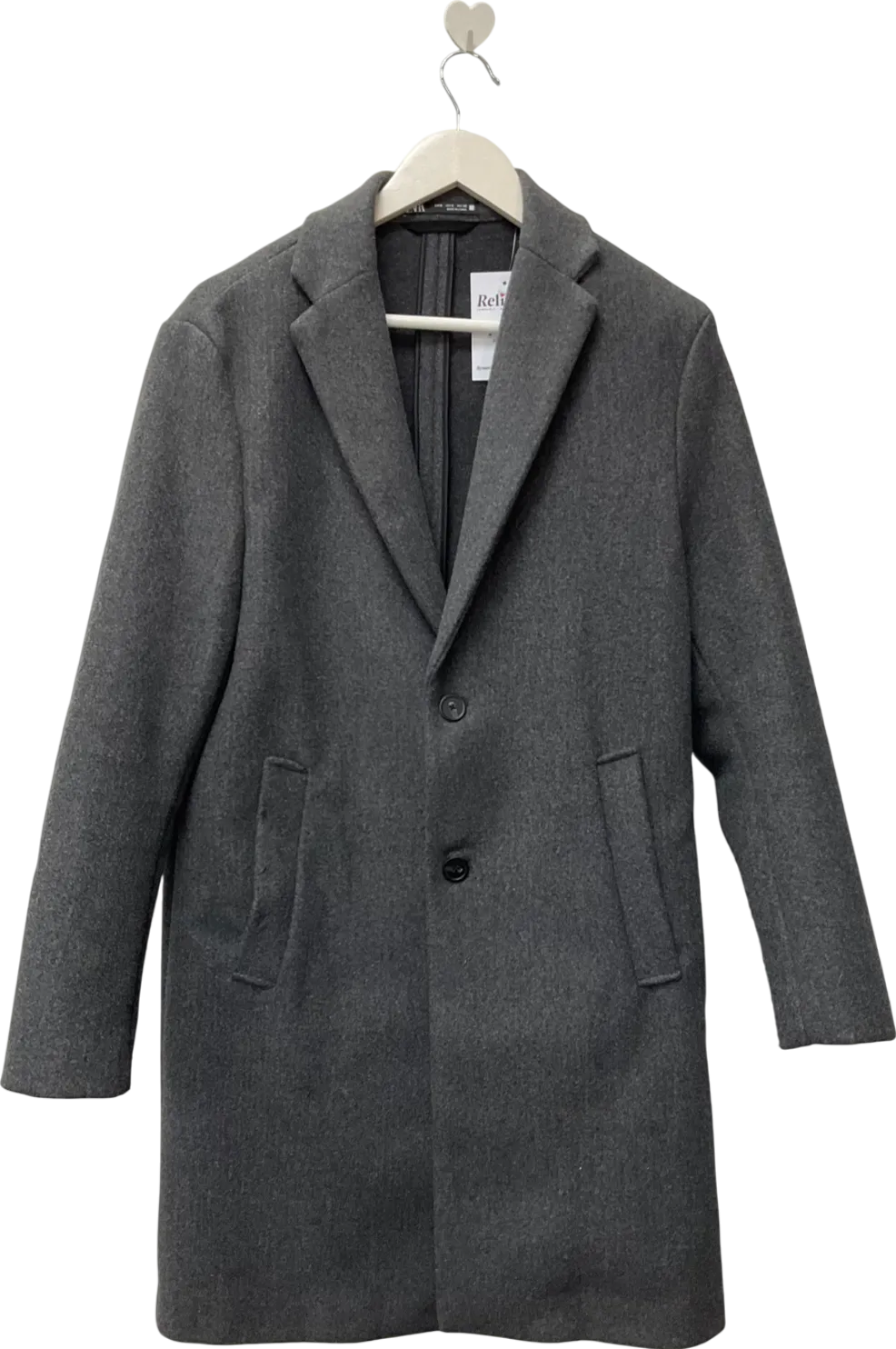 ZARA Grey Wool Blend Coat UK S